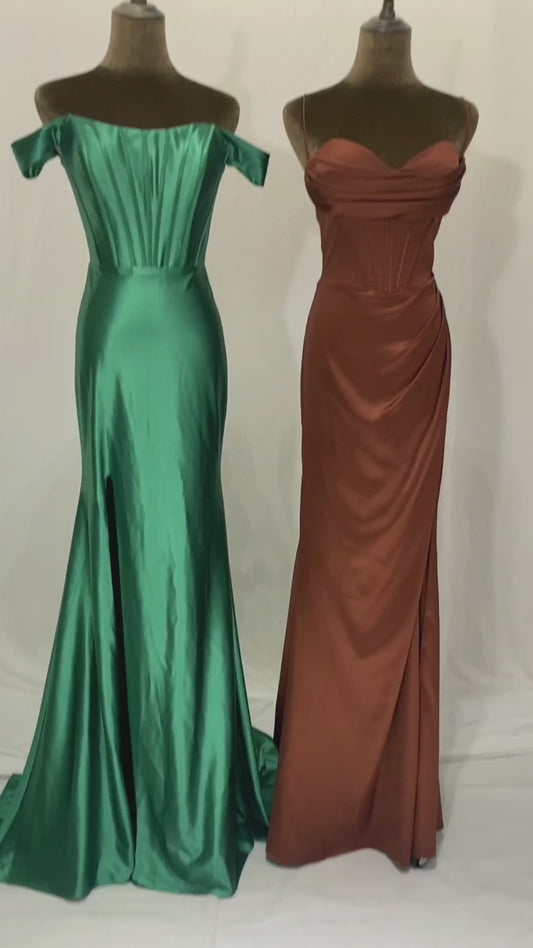 Prom knitted classy emerald green elegance off shoulder bodycon corset slit bridesmaid evening dress